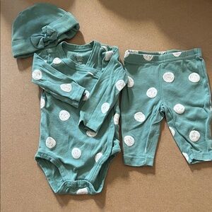 Kids Polka Dot Matching Set - Green